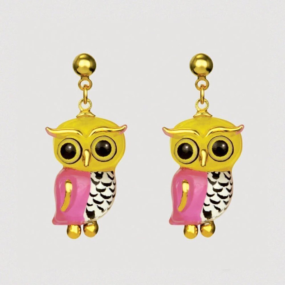 Glass Baron Owl Earrings In Gift Box